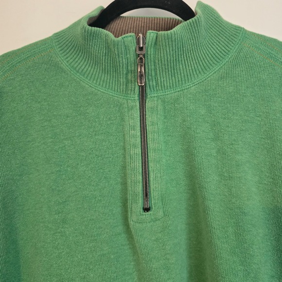 Tommy Bahama Quarter Zip Sweater Green Cotton Men's XXL Pullover Comfort Casual - Picture 4 of 12